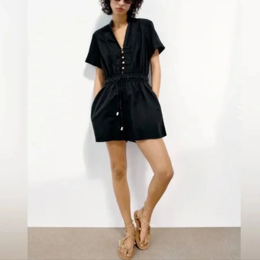 Zara Linen Blend Jumpsuit
